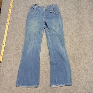 Vintage Kmart High Waisted Wide Leg Flare Jeans Light Wash Cotton Blue Sz 8